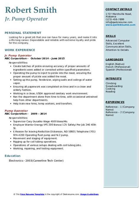 nitrogen operator resume examples|Pump Operator Resume Samples .